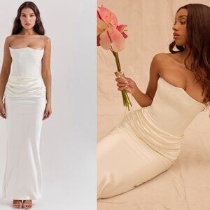 HOUSE OF CB 'Persephone' Ivory Strapless Corset Dress NWOT